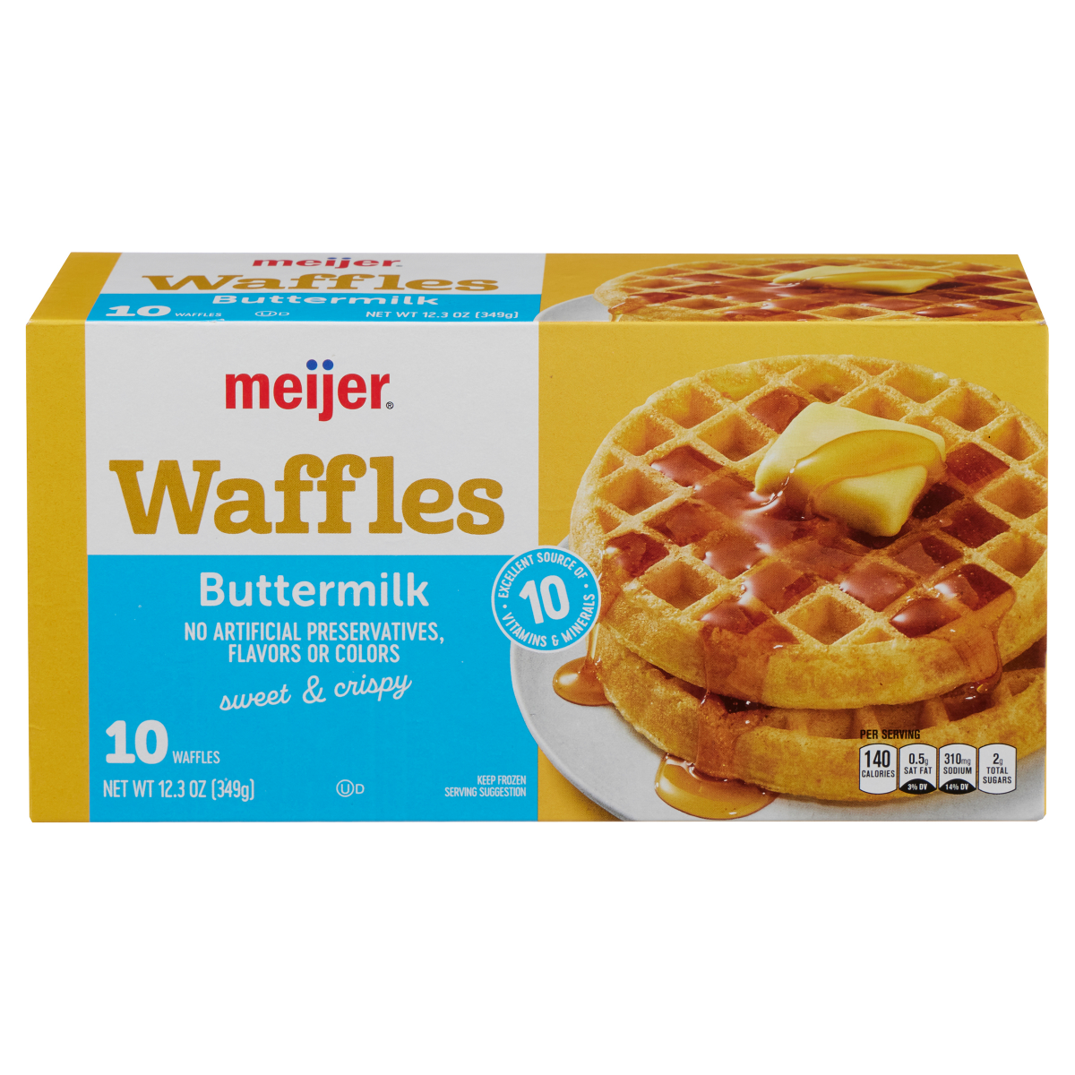 slide 1 of 21, Meijer Buttermilk Frozen Waffles, 10 ct; 12.3 oz