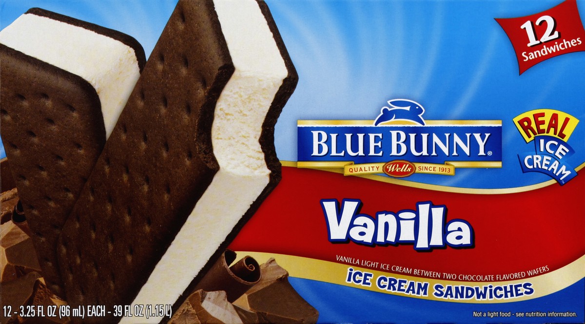 slide 5 of 6, Blue Bunny Ice Cream Sandwiches, Vanilla, 12 ct