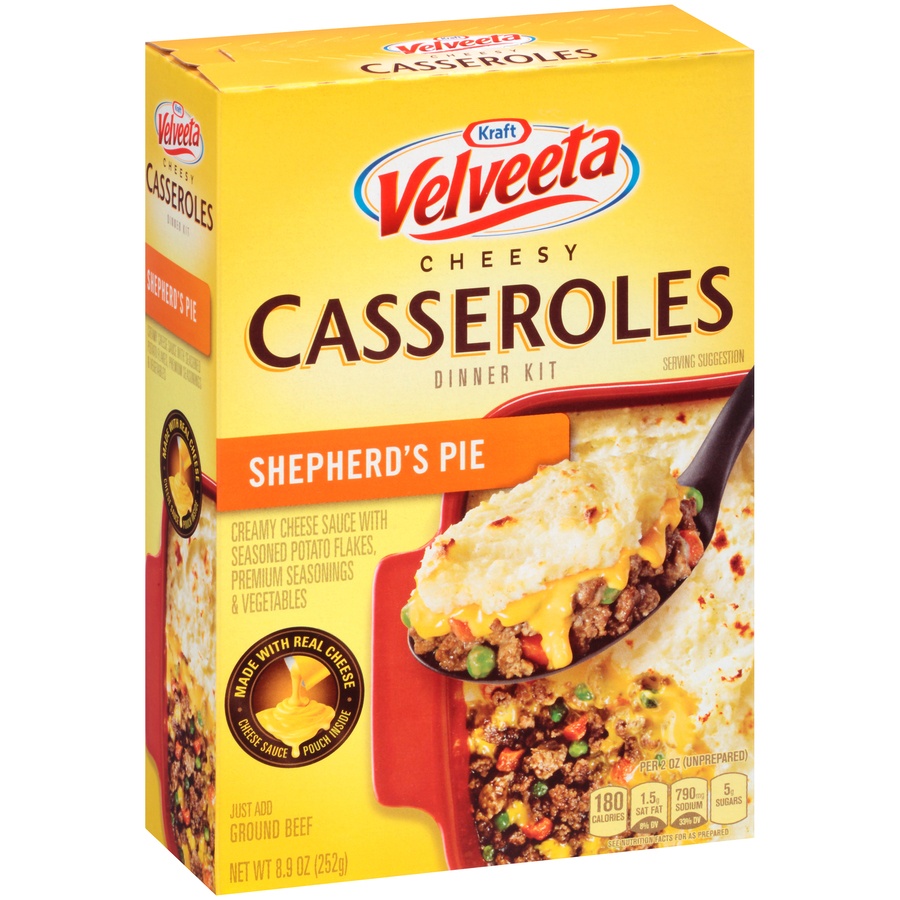 slide 2 of 8, Kraft Velveeta Cheesy Casseroles Shepherd's Pie Dinner Kit, 8.9 oz