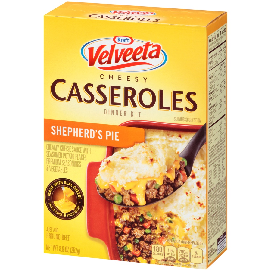 slide 3 of 8, Kraft Velveeta Cheesy Casseroles Shepherd's Pie Dinner Kit, 8.9 oz