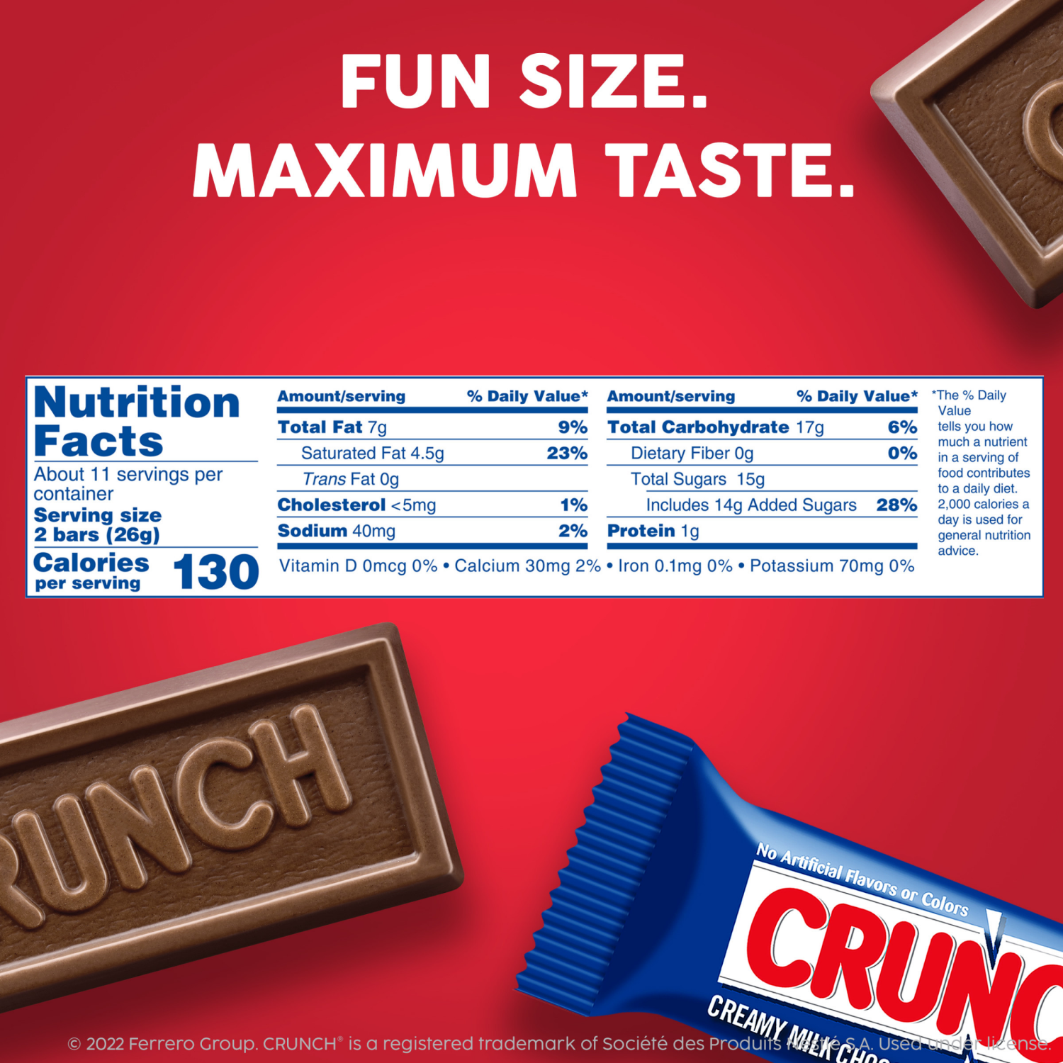 slide 6 of 8, Crunch Creamy Milk Chocolate with Crisped Rice Milk Chocolate Fun Size 10 oz, 10 oz