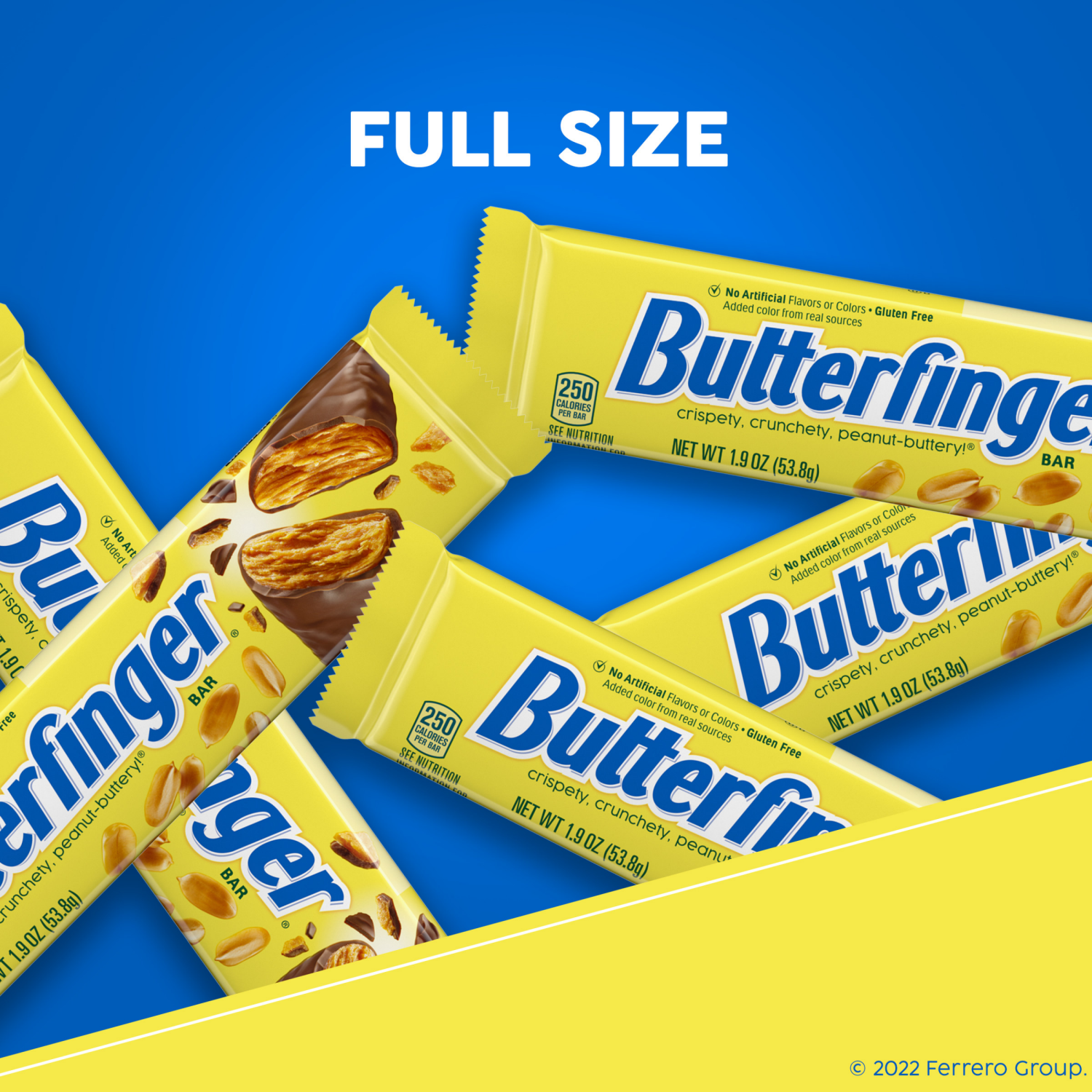 slide 2 of 6, Butterfinger, 6 Count, Chocolatey, Peanut-Buttery, Full Size Individually Wrapped Candy Bars, 1.9 oz Each, 11.4 oz