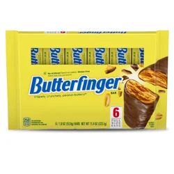 Butterfinger, 6 Count, Chocolatey, Peanut-Buttery, Full Size Individually Wrapped Candy Bars, 1.9 oz Each