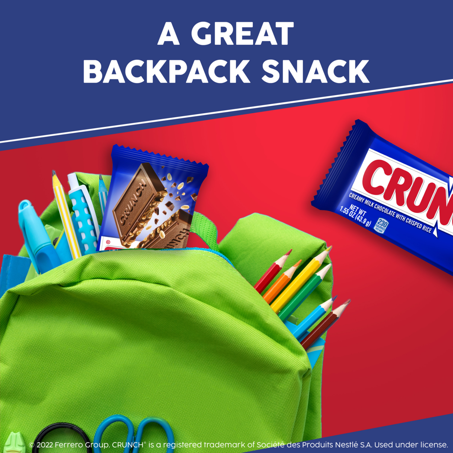 slide 5 of 5, CRUNCH Milk Chocolate and Crisped Rice Full Size Candy Bar, 1.55 oz