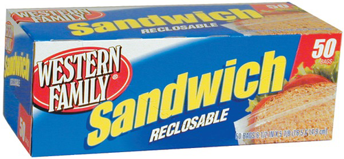 slide 1 of 1, Western Family Sandwich Reclosable Bags, 50 ct