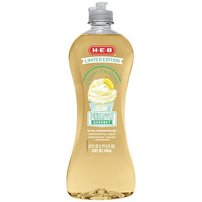 slide 1 of 1, H-E-B Limited Edition Ultra Concentrated Creamy Creations Pineapple Sherbet Dish Soap, 22 oz