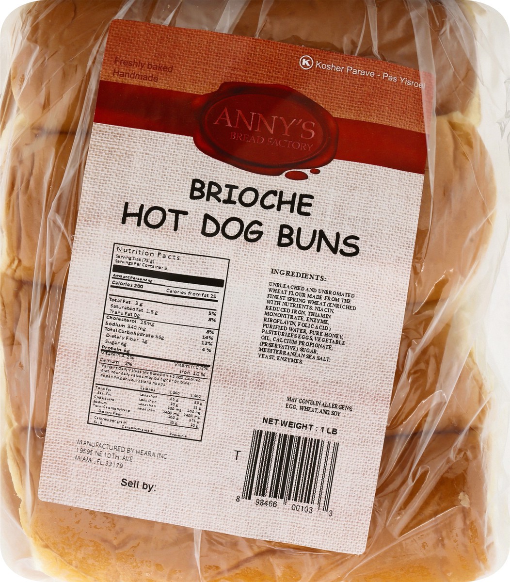 slide 3 of 8, Annys Bread Factory Hot Dog Buns Brioche 1 lb, 1 lb