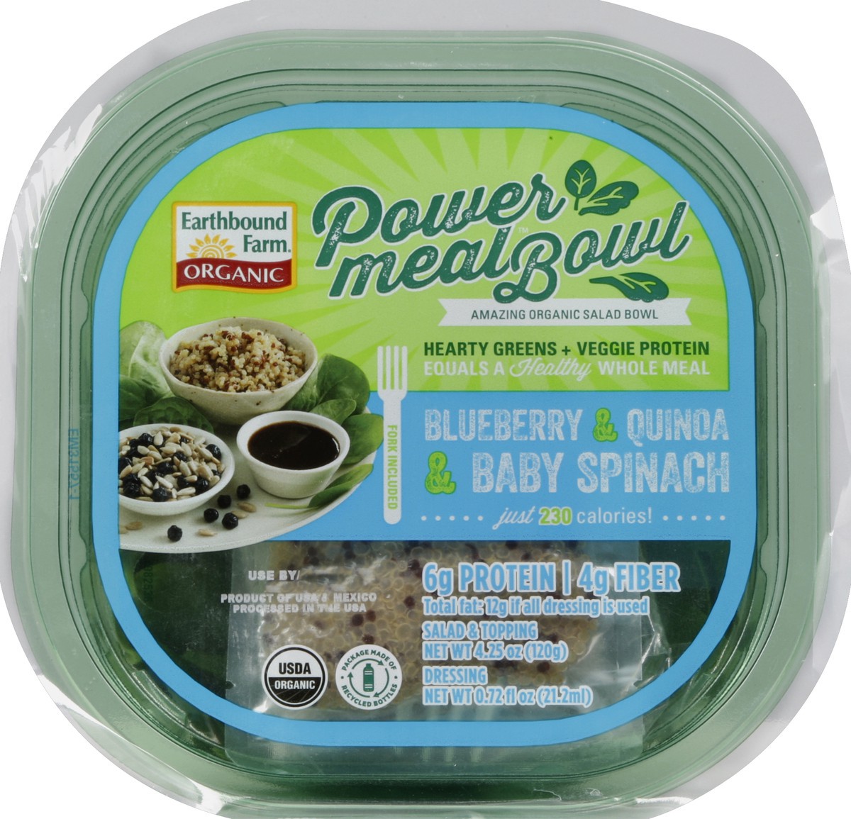 slide 4 of 4, Earthbound Farm Salad Bowl, Organic, Blueberry & Quinoa & Baby Spinach, 5 oz