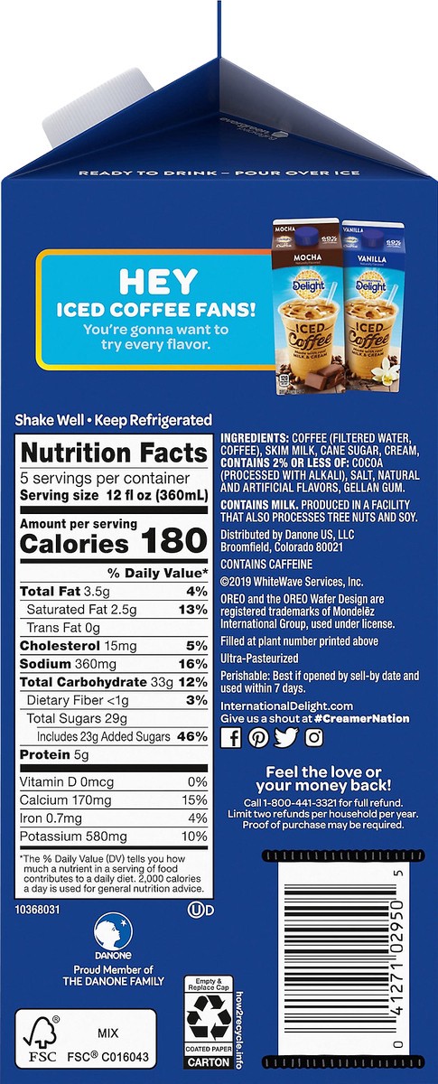 slide 8 of 11, International Delight Iced Coffee, OREO Cookie Flavored, 64 oz., 64 fl oz