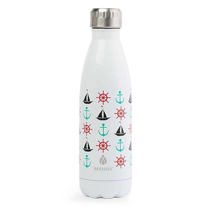 slide 1 of 1, Manna Organics Attribute Vogue Stainless Steel Double Wall Water Bottle - Nautical, 17 oz