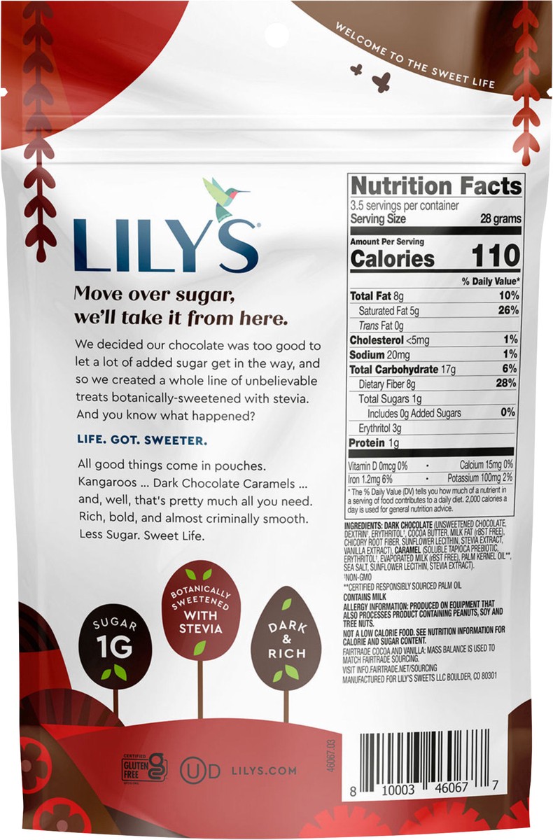 slide 2 of 3, Lily's Dark Chocolate Style No Sugar Added, Covered Caramels Bag, 3.5 oz, 3.5 oz