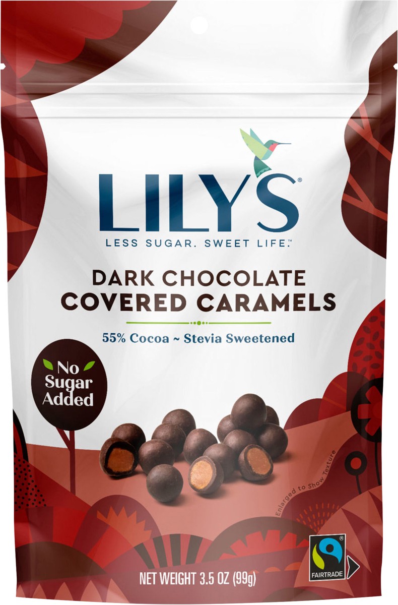 slide 3 of 3, Lily's Dark Chocolate Style No Sugar Added, Covered Caramels Bag, 3.5 oz, 3.5 oz