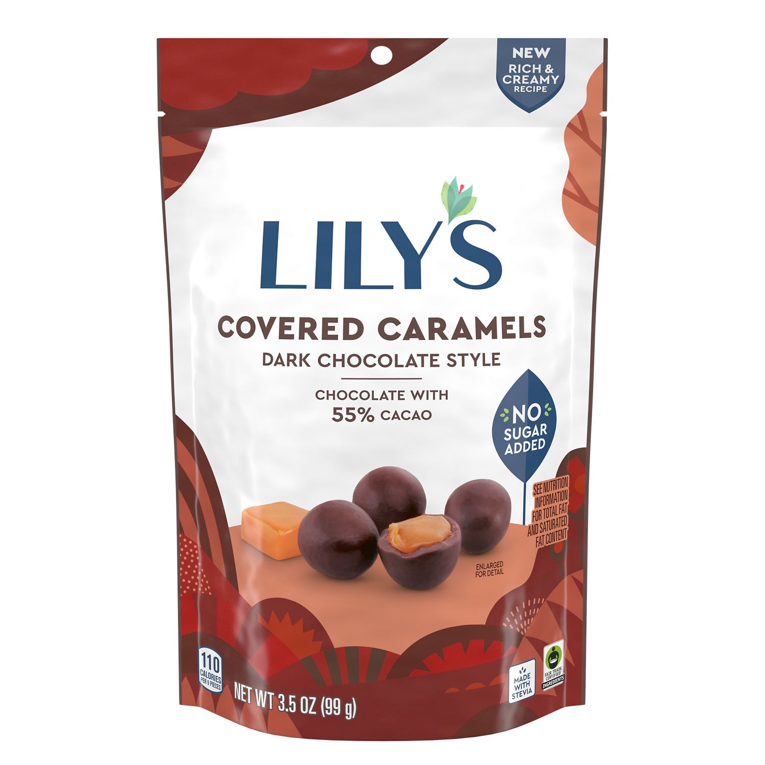 slide 1 of 3, Lily's Dark Chocolate Style No Sugar Added, Covered Caramels Bag, 3.5 oz, 3.5 oz