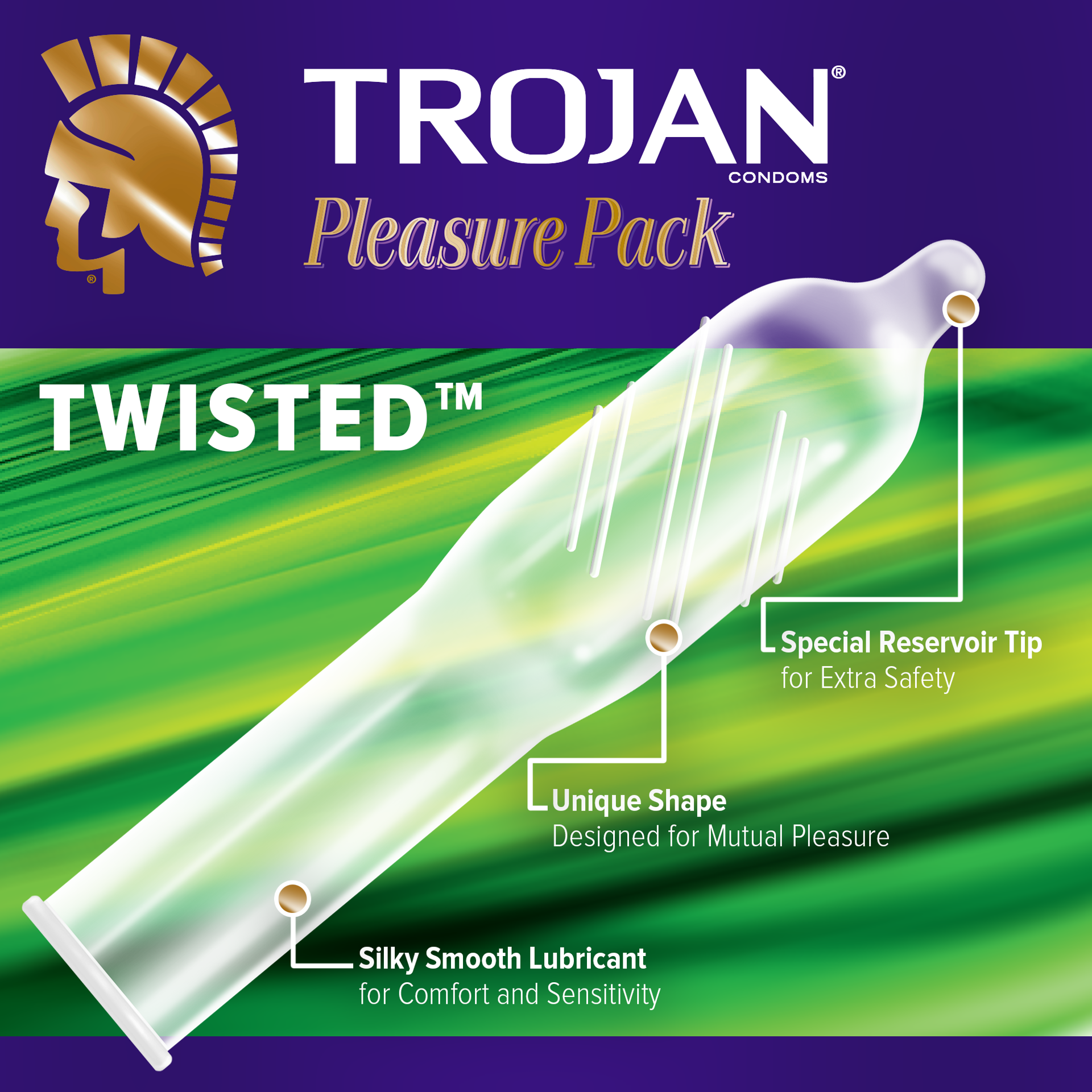 slide 3 of 5, TROJAN Pleasure Variety Pack Lubricated Condoms, 3 Count, 3 ct