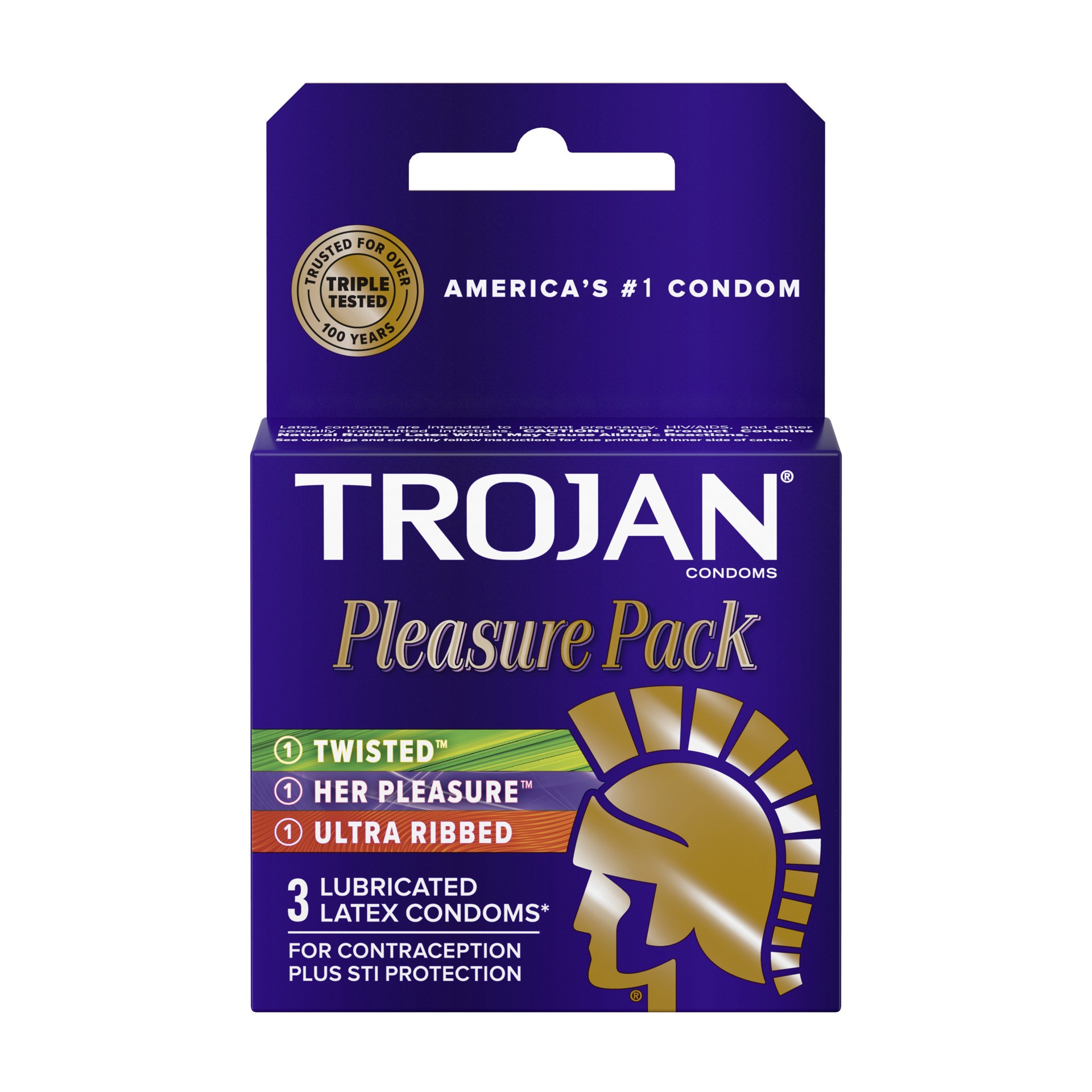 slide 1 of 5, TROJAN Pleasure Variety Pack Lubricated Condoms, 3 Count, 3 ct