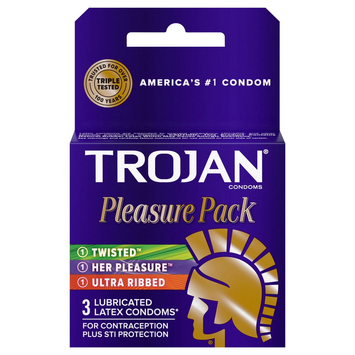 slide 1 of 5, TROJAN Pleasure Variety Pack Lubricated Condoms, 3 Count, 3 ct