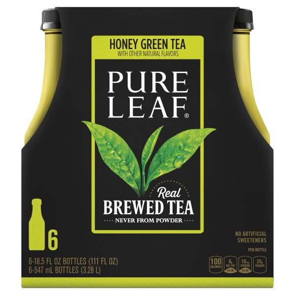 slide 1 of 3, Pure Leaf Iced Tea Not Too Sweet Green With Honey, 6 ct; 18.5 fl oz
