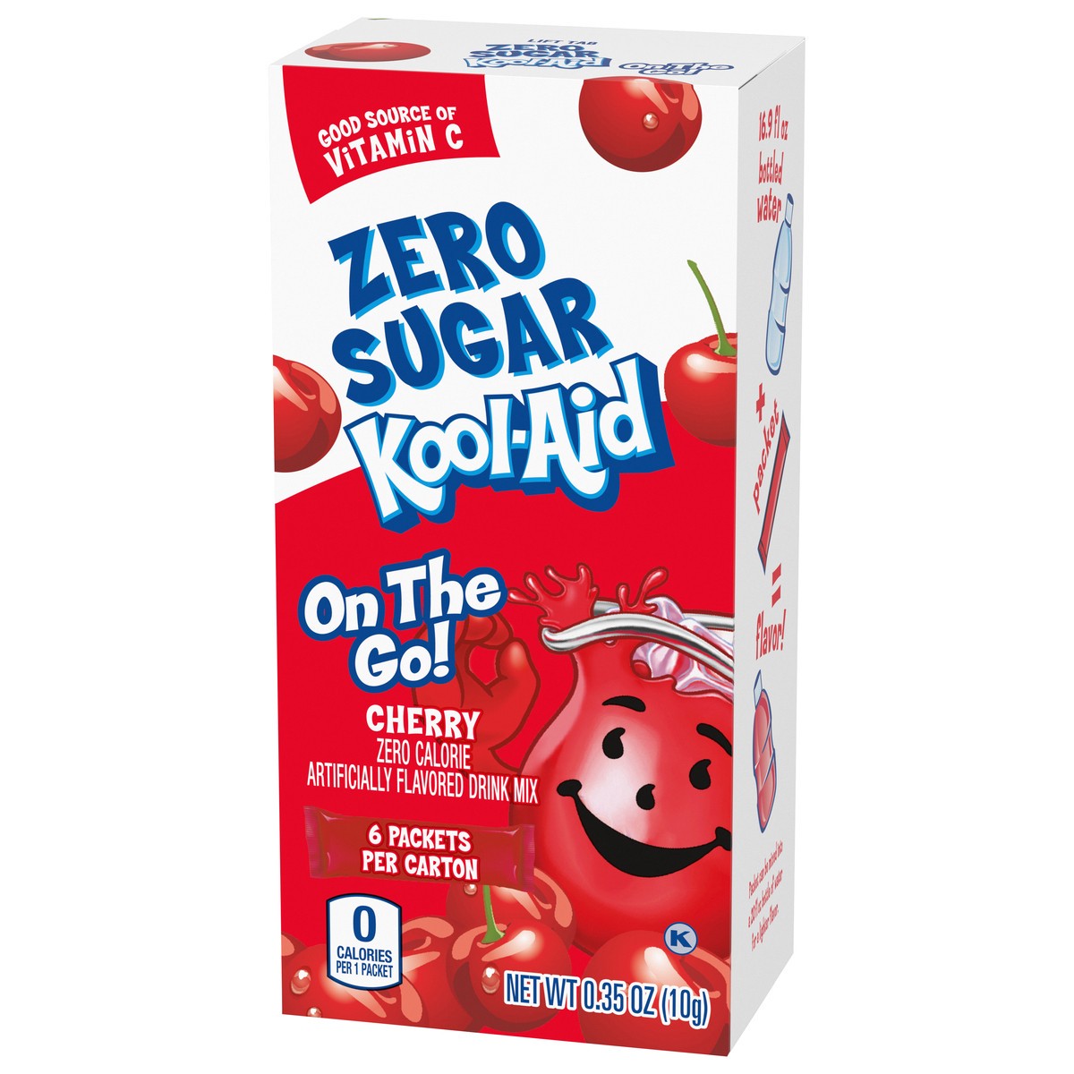 slide 7 of 9, Kool-Aid Cherry Zero Sugar Artificially Flavored Drink Mix, 6 ct On-the-Go-Packets, 8 per Case, 0.35 oz