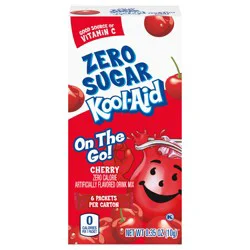 Kool-Aid Cherry Zero Sugar Artificially Flavored Drink Mix, 6 ct On-the-Go-Packets, 8 per Case