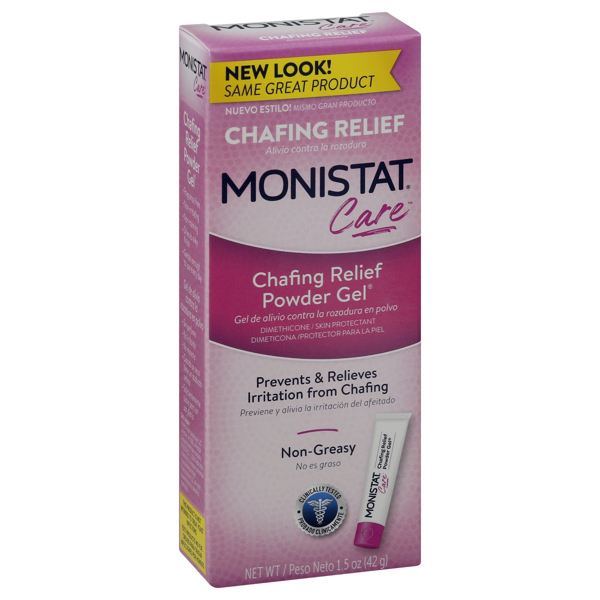 slide 2 of 9, Monistat Chafing Relief Powder Gel, Anti-Chafe Protection, Fragrance Free, 1.5 Oz, 1.5 oz