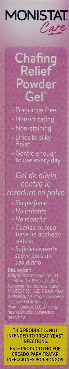 slide 6 of 9, Monistat Chafing Relief Powder Gel, Anti-Chafe Protection, Fragrance Free, 1.5 Oz, 1.5 oz