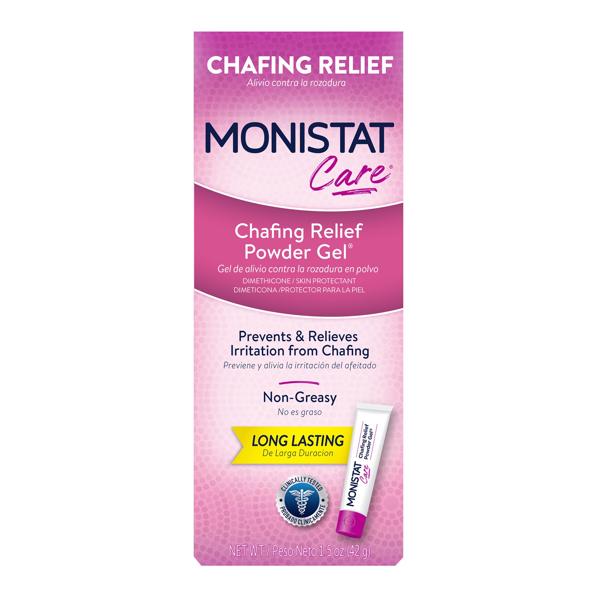 slide 1 of 9, Monistat Chafing Relief Powder Gel, Anti-Chafe Protection, Fragrance Free, 1.5 Oz, 1.5 oz