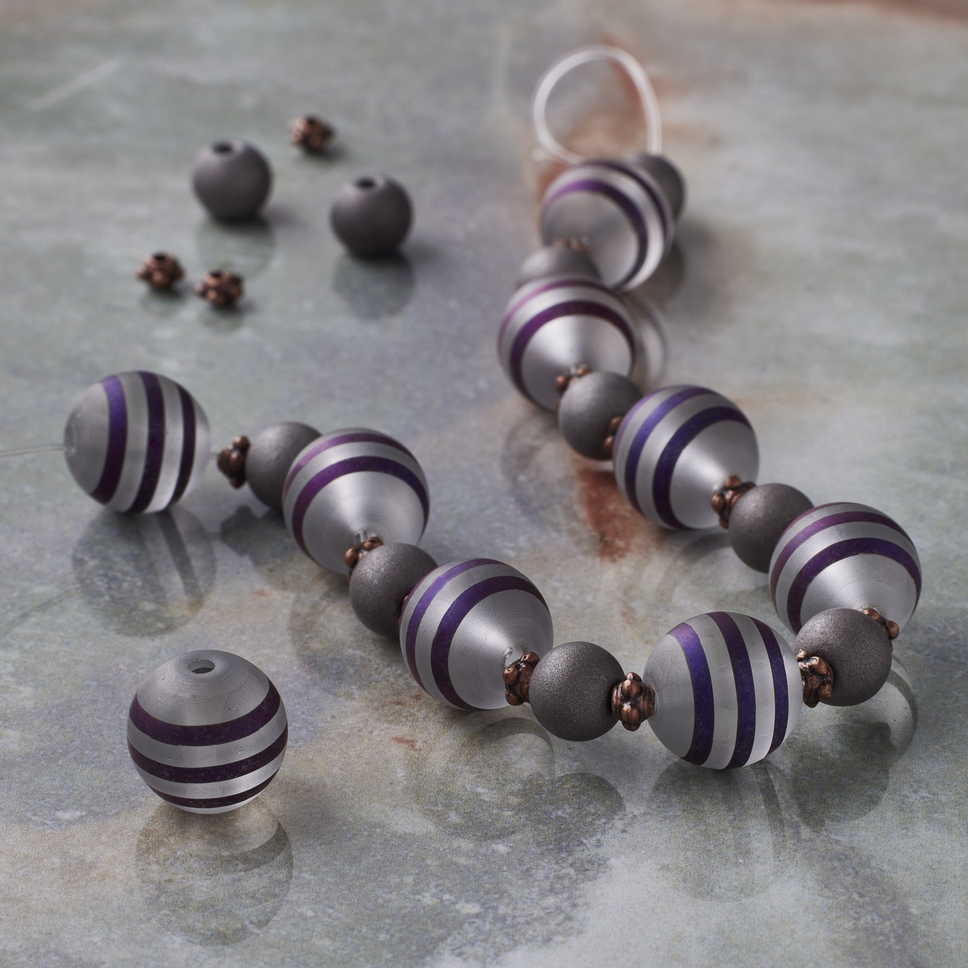 slide 3 of 3, Black Stripe Glass Round Beads Mix By Bead Landing, 1 ct