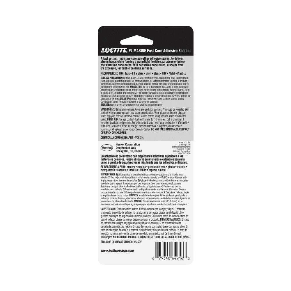 slide 3 of 6, LOCTITE PL Marine Fast Cure 3-oz Exterior and Specialty White Paintable Advanced Sealant Caulk, 1 ct