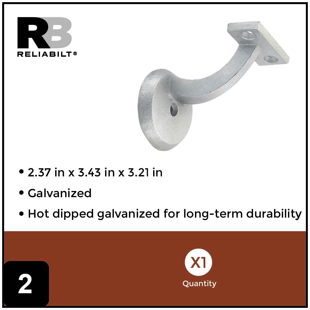 slide 3 of 6, RELIABILT 2.375-in x 3.125-in Hot dipped galvanized Painted Wrought iron Interior Handrail bracket, 1 ct
