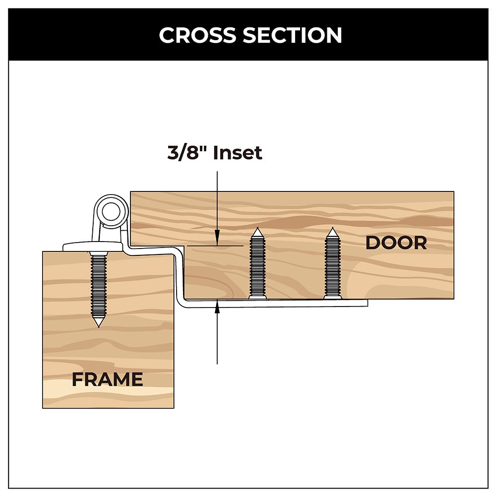 slide 6 of 6, RELIABILT 200-Degree 3/8-in Overlay 3/8-in Inset Inset Surface Satin nickel Cabinet Hinge, 1 Pair(s) 2 -Pieces, 1 ct