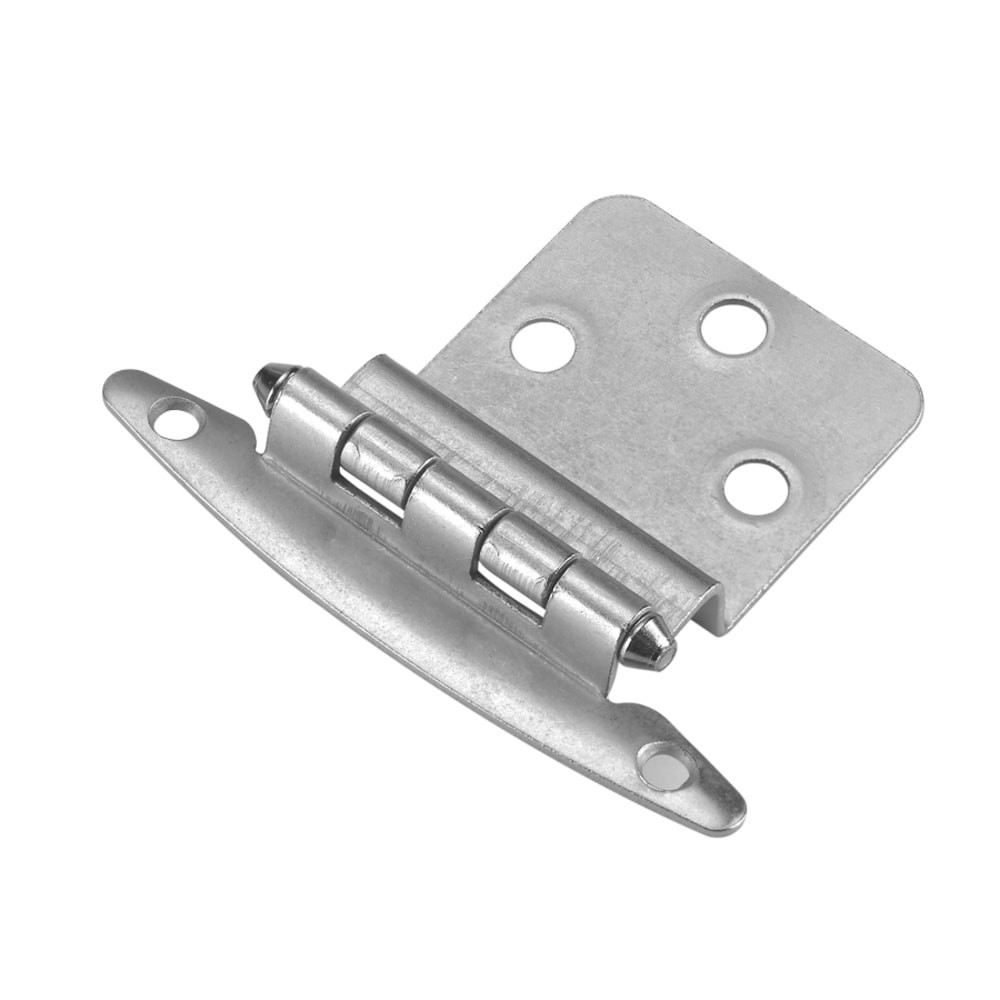 slide 1 of 6, RELIABILT 200-Degree 3/8-in Overlay 3/8-in Inset Inset Surface Satin nickel Cabinet Hinge, 1 Pair(s) 2 -Pieces, 1 ct