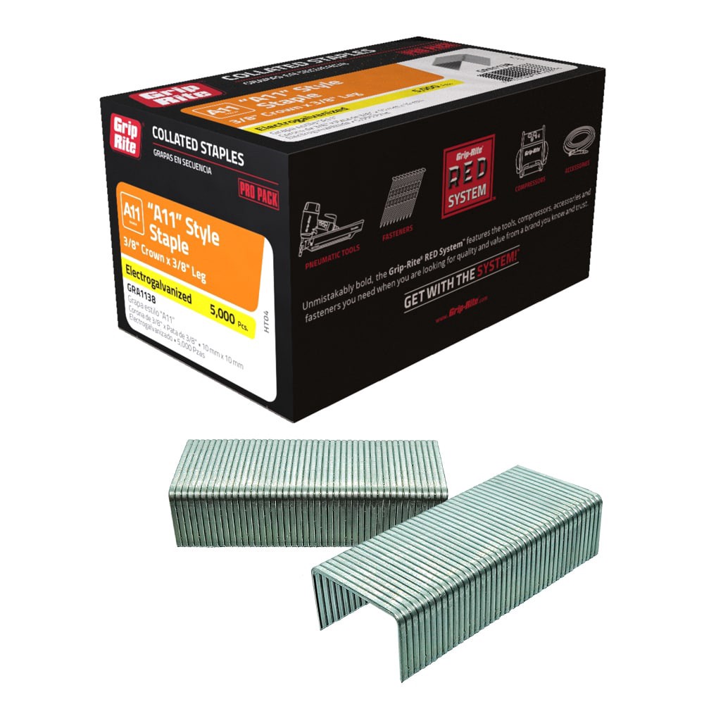 slide 5 of 6, Grip-Rite 3/8-in Leg x 3/8-in 21 -Gauge Standard staples 5000 -Per Box, 1 ct