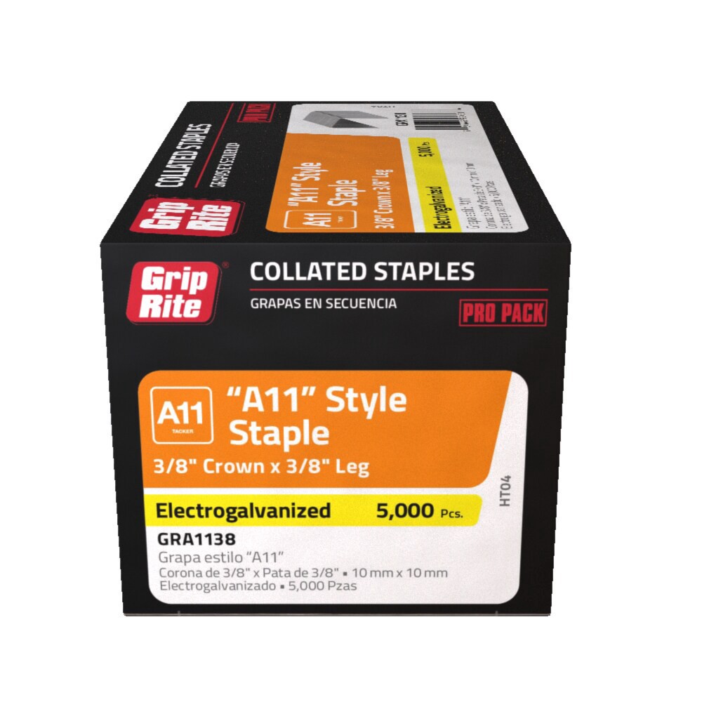 slide 6 of 6, Grip-Rite 3/8-in Leg x 3/8-in 21 -Gauge Standard staples 5000 -Per Box, 1 ct