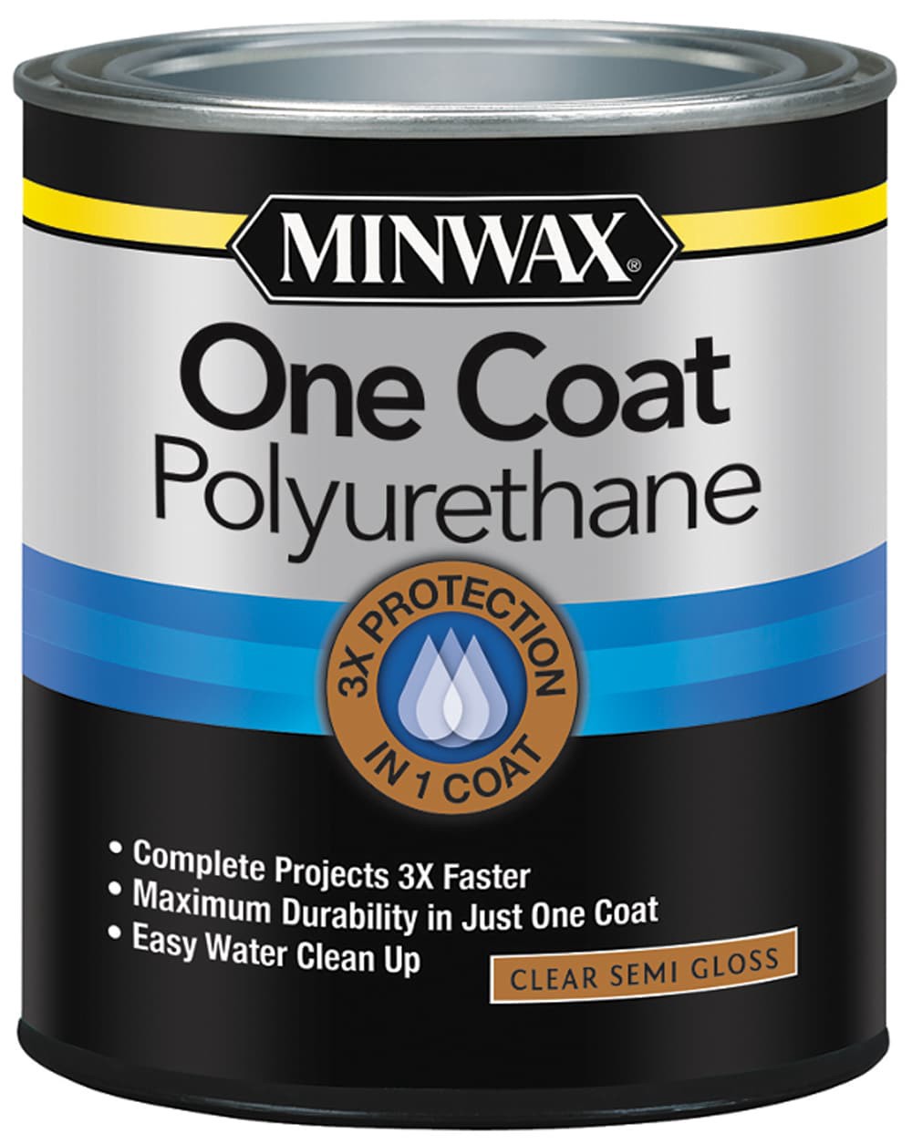 slide 1 of 6, Minwax One Coat Polyurethane Clear Semi-gloss Water-based Polyurethane (1-quart), 
