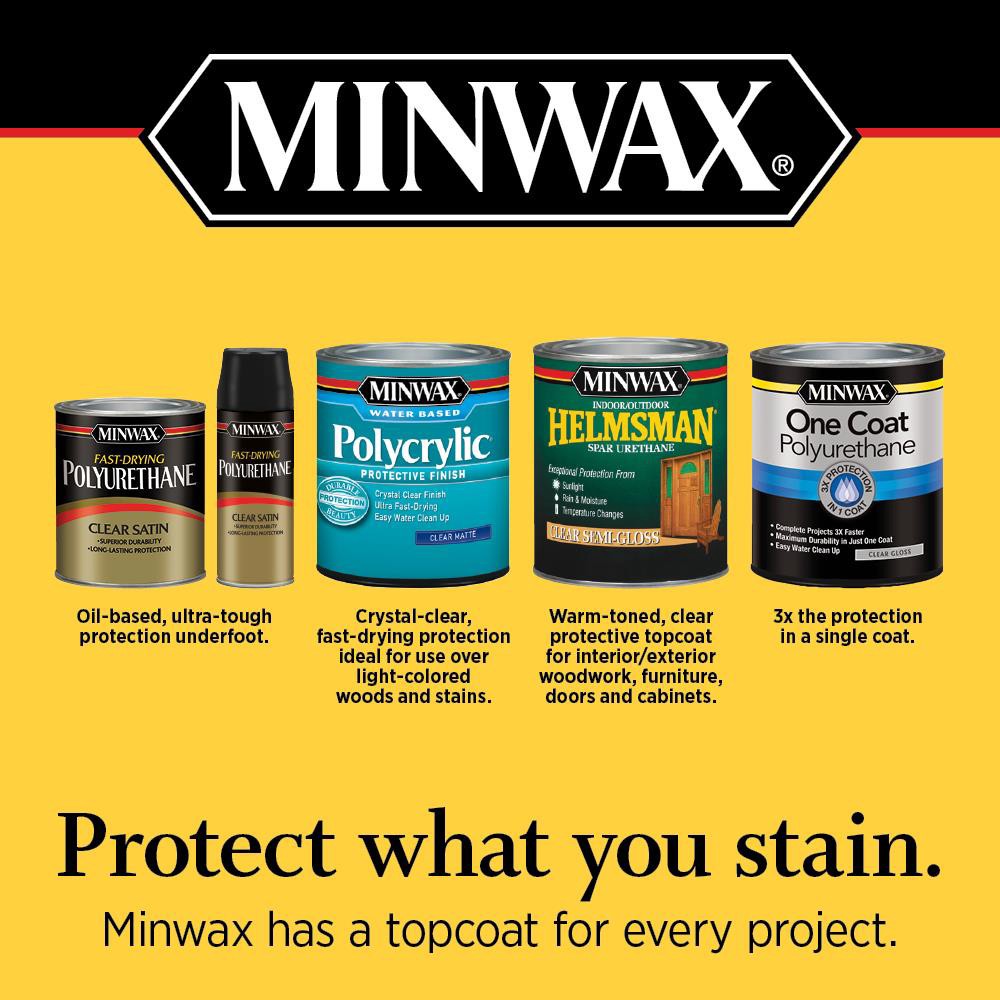 slide 6 of 6, Minwax One Coat Polyurethane Clear Semi-gloss Water-based Polyurethane (1-quart), 