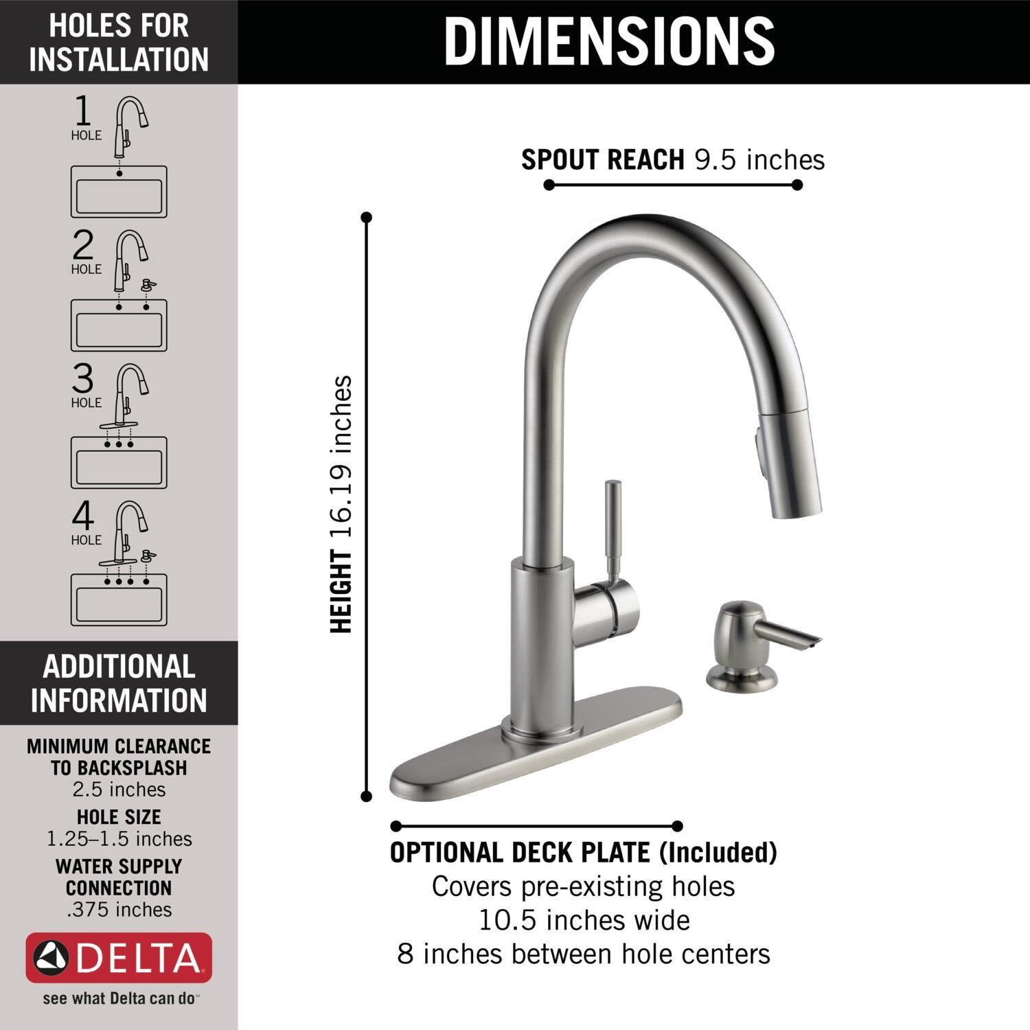 slide 5 of 6, Delta Trask SpotShield Stainless Steel Single Handle Deck-mount Pull-down Kitchen Faucet with Sprayer (Includes Deck Plate) (Includes Soap Dispenser), 1 ct