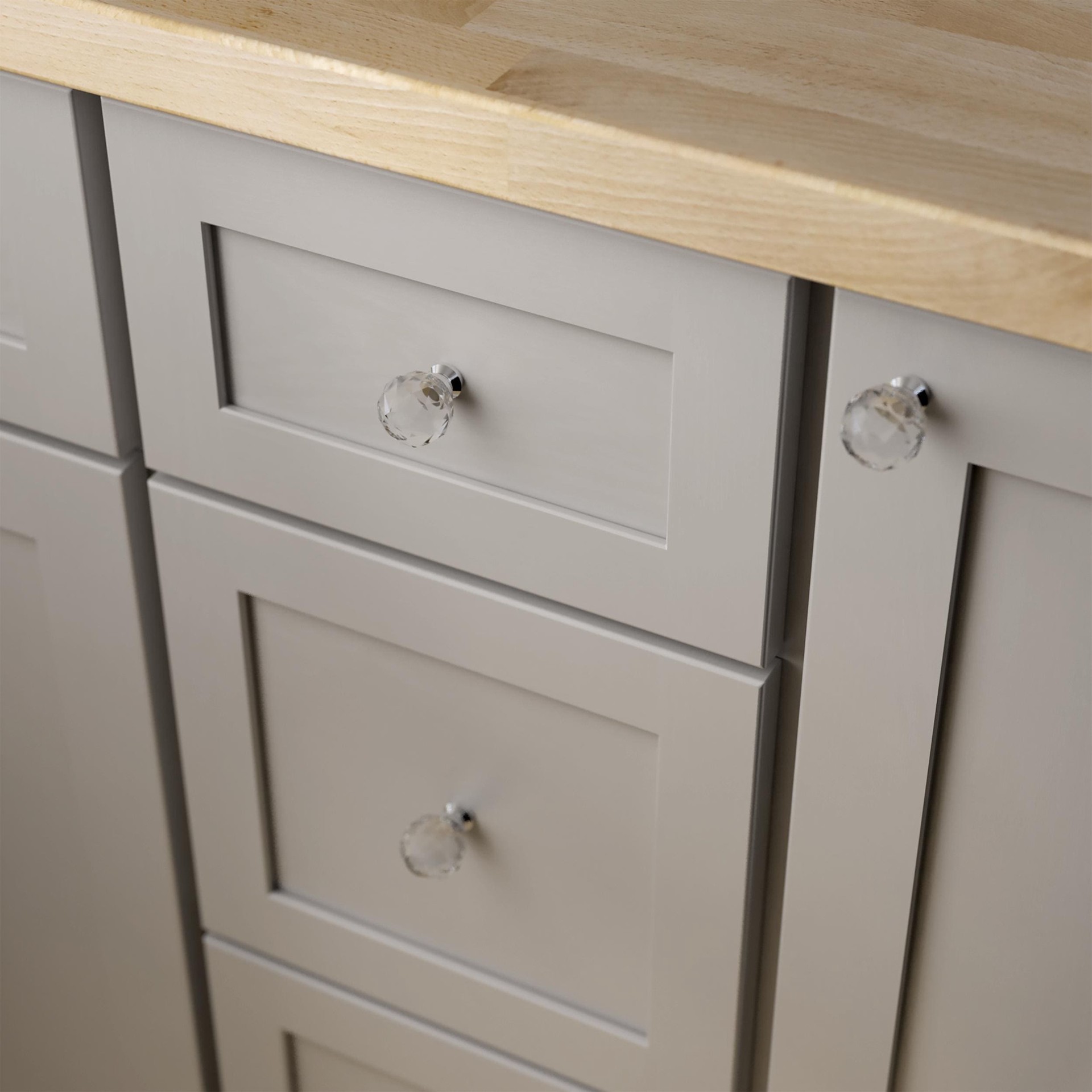 slide 2 of 6, allen + roth Faceted 1-3/16-in Chrome and Clear Round Traditional Cabinet Knob, 1 ct