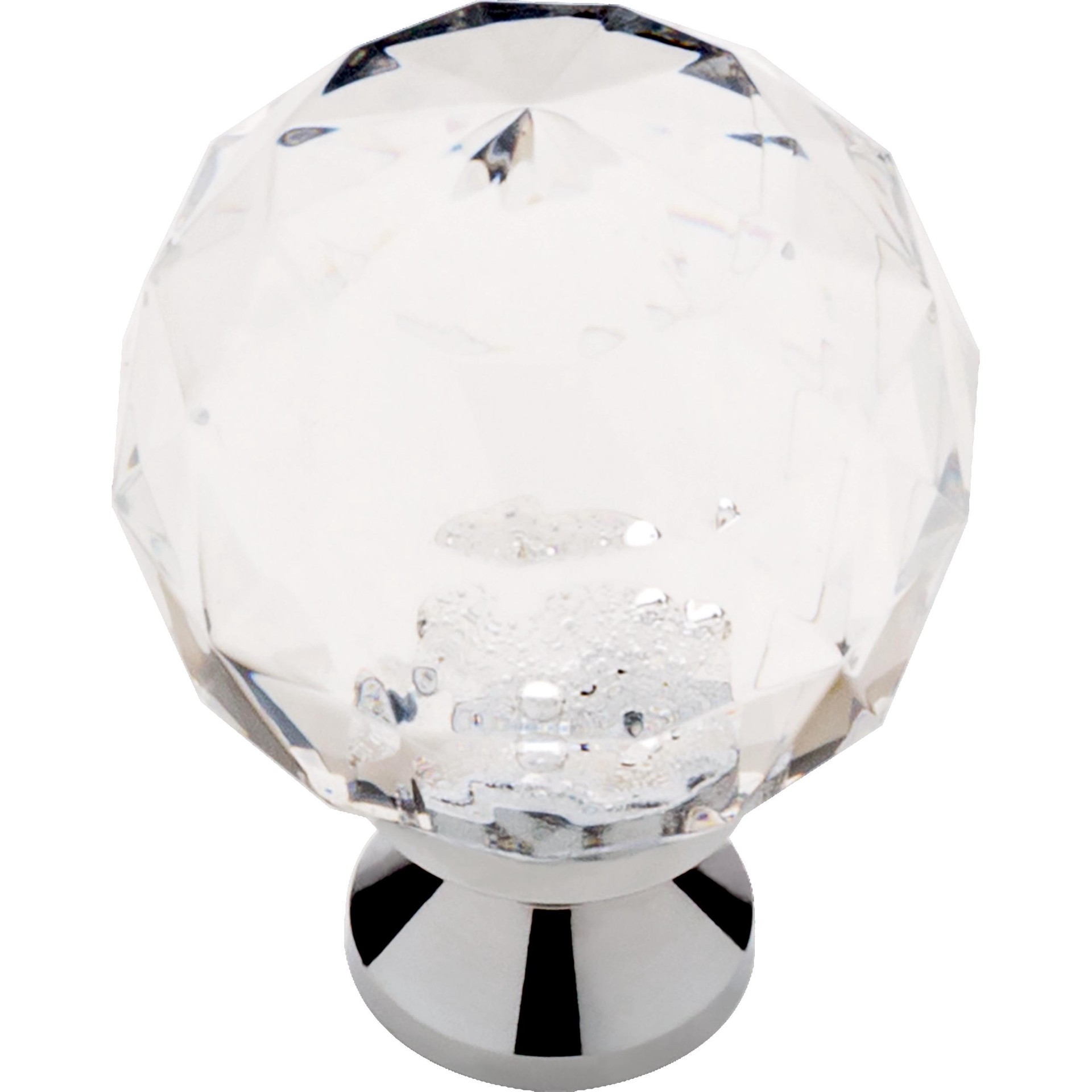 slide 1 of 6, allen + roth Faceted 1-3/16-in Chrome and Clear Round Traditional Cabinet Knob, 1 ct