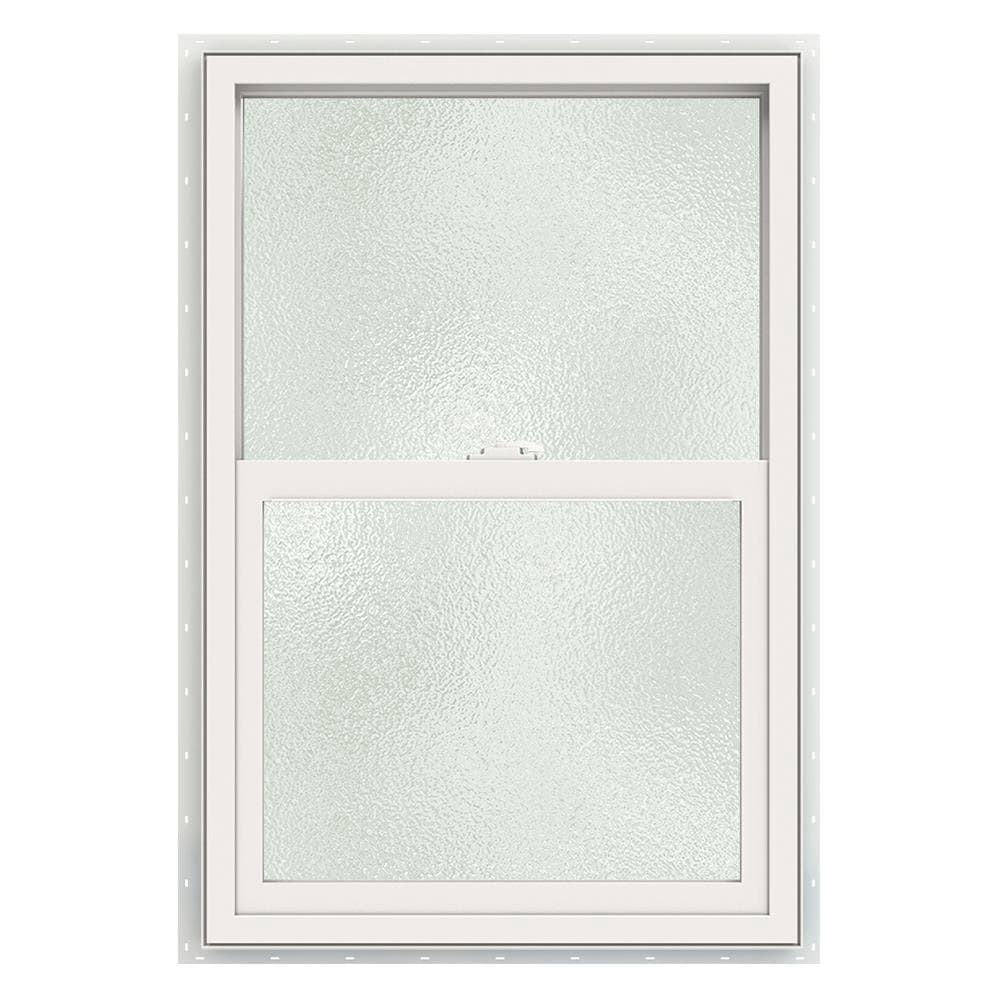 slide 2 of 6, JELD-WEN Builders Vinyl 23-1/2-in x 35-1/2-in White Exterior Vinyl New Construction Single Hung Window Low-E Double Pane Glass (Half Screen Included), 1 ct
