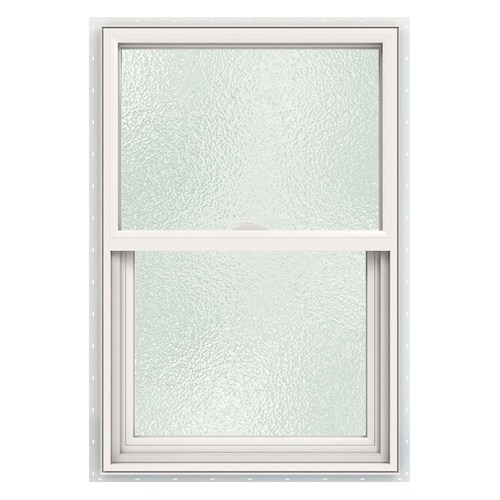 slide 1 of 6, JELD-WEN Builders Vinyl 23-1/2-in x 35-1/2-in White Exterior Vinyl New Construction Single Hung Window Low-E Double Pane Glass (Half Screen Included), 1 ct