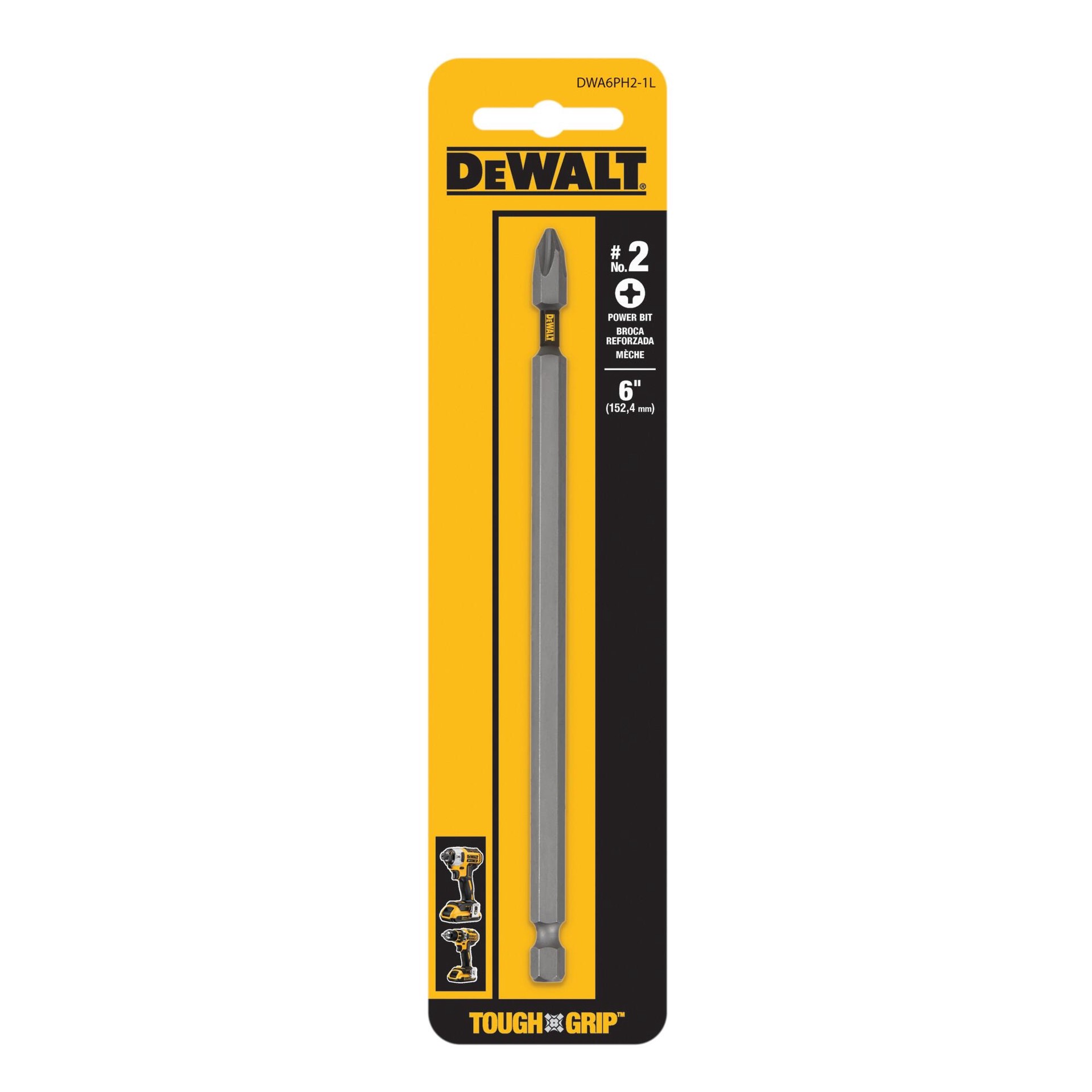 slide 1 of 1, DEWALT Tough Grip 6-in #2 Phillips Screwdriver Bit, 1 ct