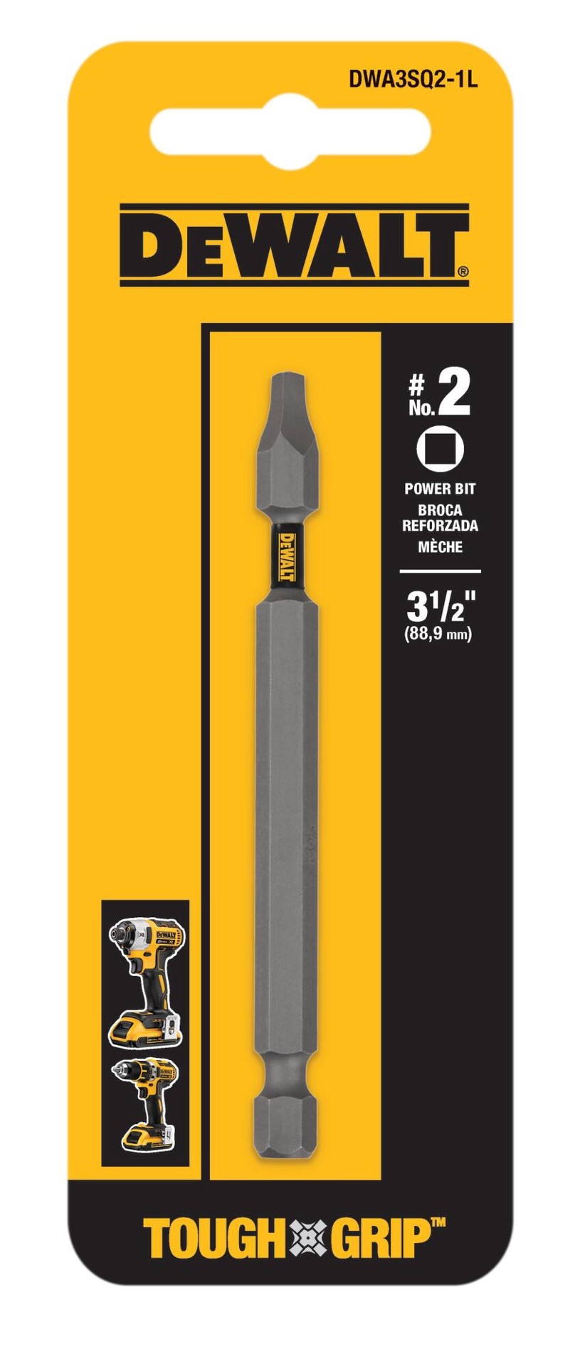 slide 1 of 3, DEWALT Tough Grip 3-1/2-in #2 Square/Robertson Screwdriver Bit, 1 ct