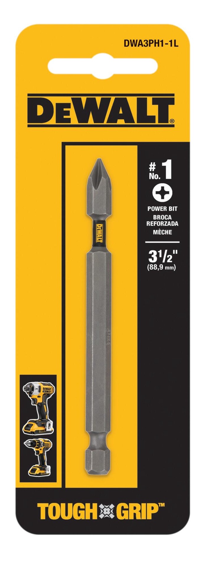 slide 1 of 6, DEWALT Tough Grip 3-1/2-in #1 Phillips Screwdriver Bit, 1 ct