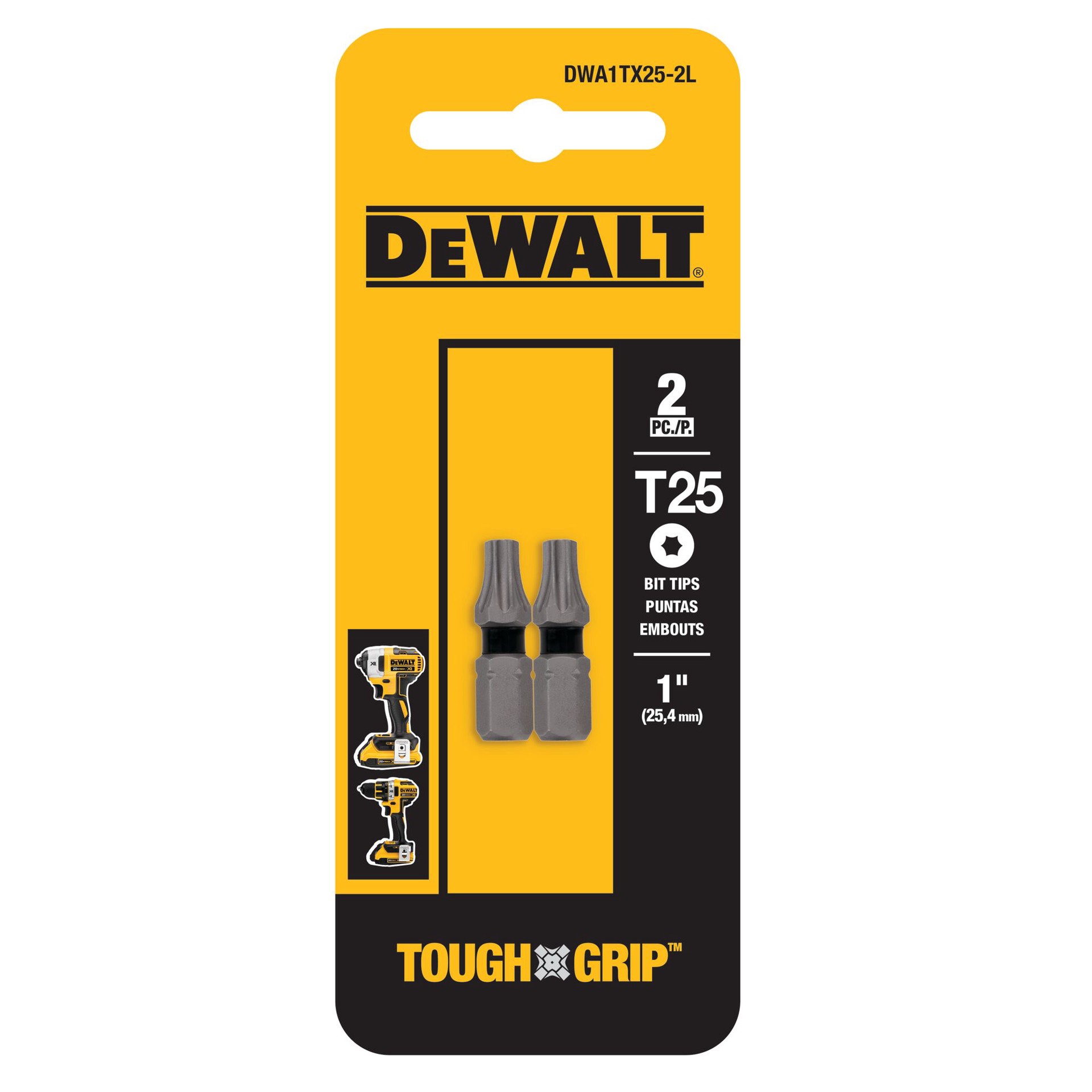 slide 1 of 1, DEWALT Tough Grip 1-in T25 Torx Screwdriver Bit (2-Piece), 1 ct