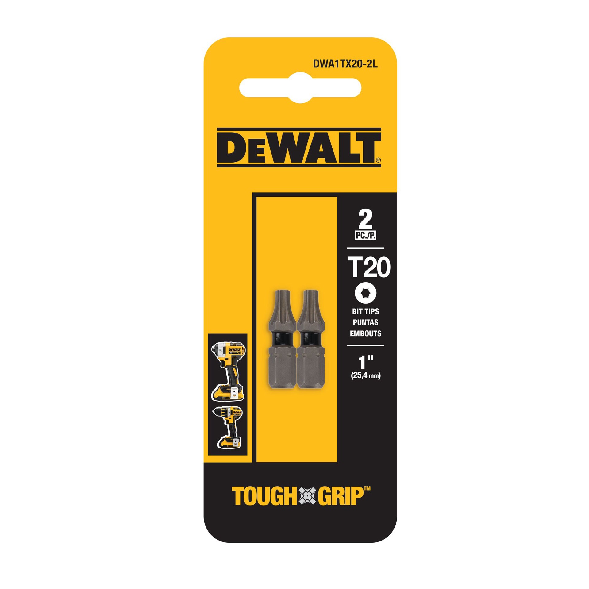 slide 1 of 3, DEWALT Tough Grip 1-in T20 Torx Screwdriver Bit (2-Piece), 1 ct