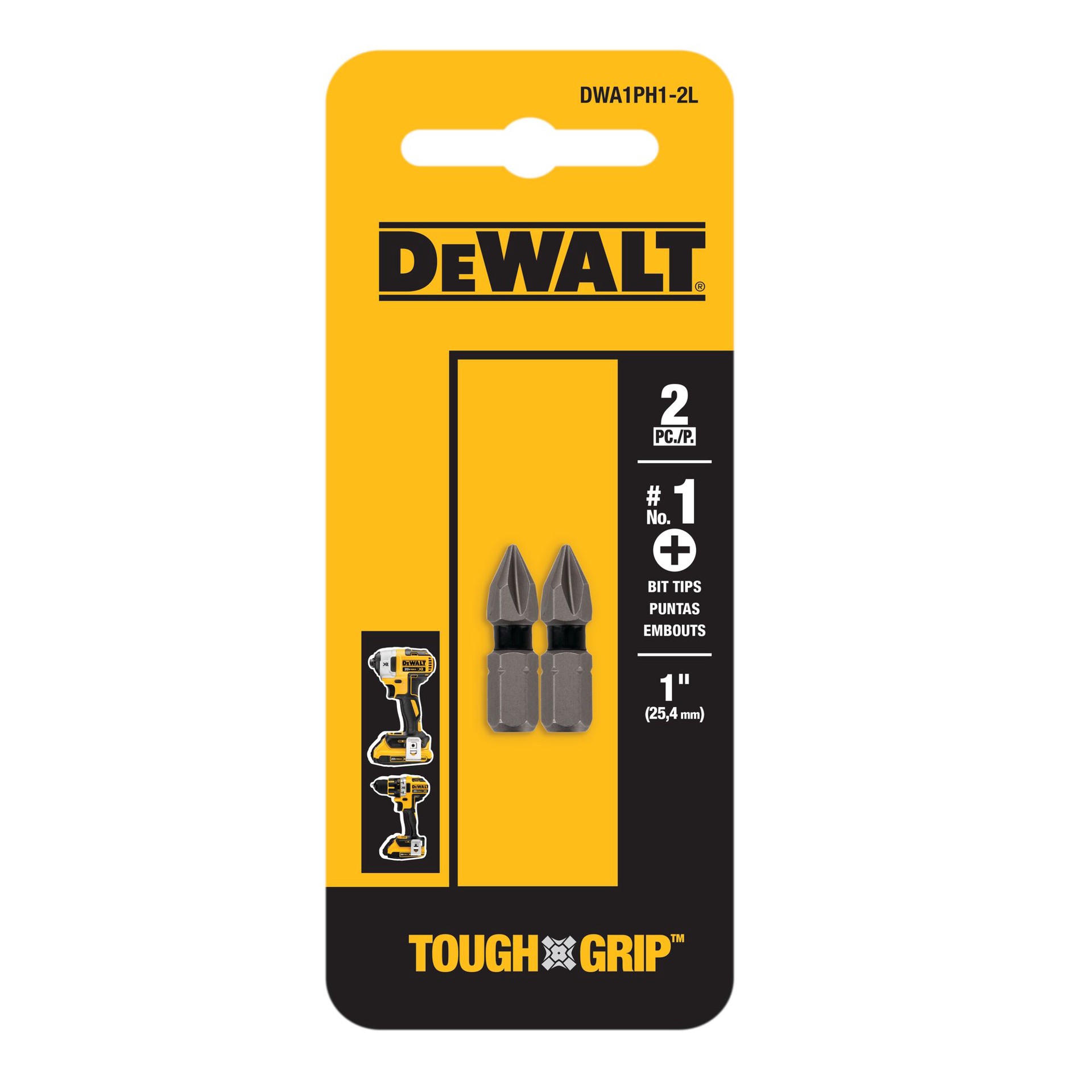 slide 1 of 2, DEWALT Tough Grip 1-in #1 Phillips Screwdriver Bit (2-Piece), 1 ct