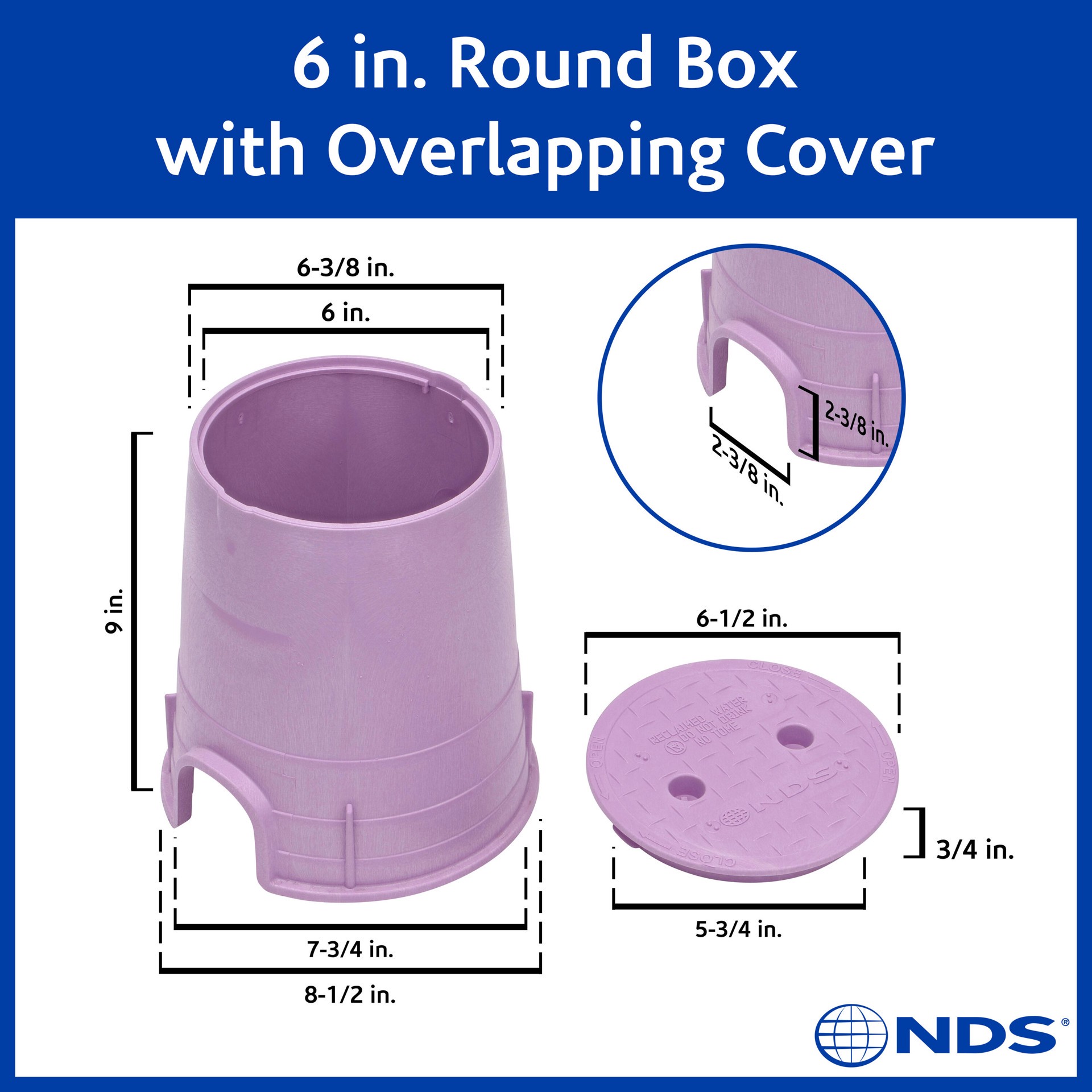 slide 2 of 6, NDS 6-in L x 6-in W x 9-in H Round Valve Box, 1 ct