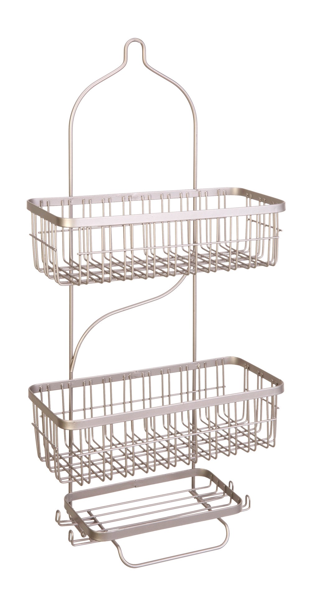 slide 1 of 3, Style Selections Satin nickel Steel 2 -Shelf Hanging shower caddy 12-in x 5.1-in x 25.5-in, 1 ct