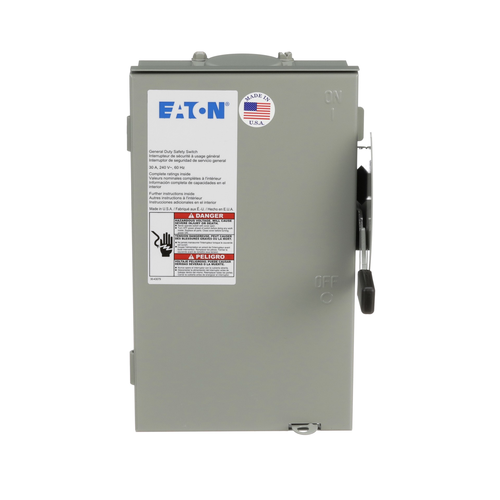 slide 1 of 6, Eaton 30 Amp Single phase (120V/240V) Non-fusible Outdoor General-duty Safety switch Disconnect, 1 ct