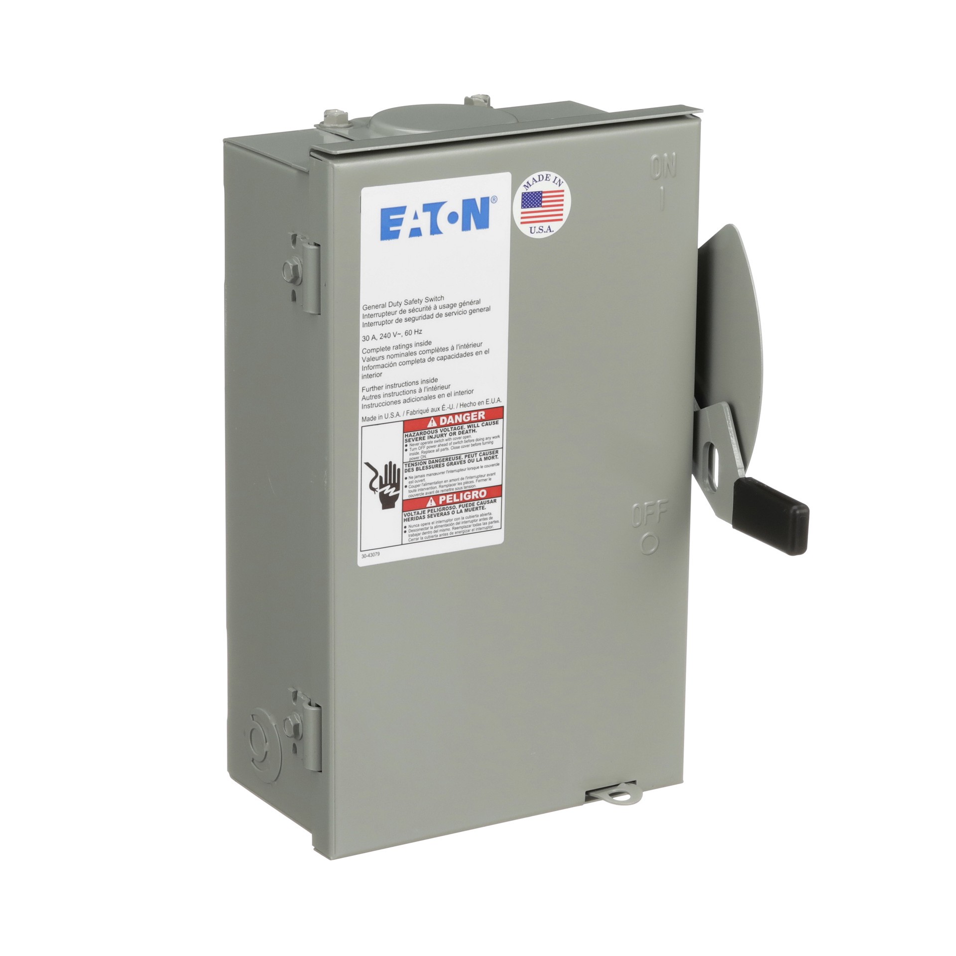 slide 6 of 6, Eaton 30 Amp Single phase (120V/240V) Non-fusible Outdoor General-duty Safety switch Disconnect, 1 ct
